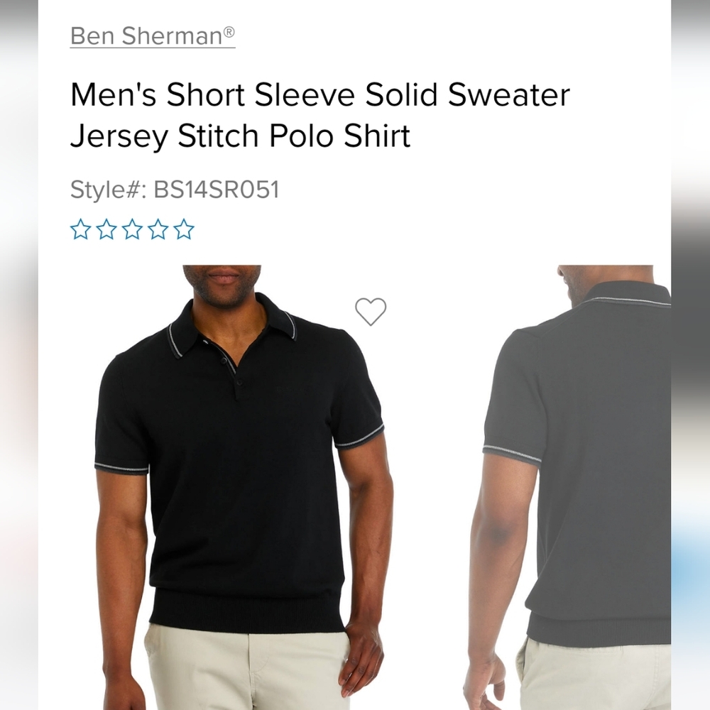 Black Polo Shirt with White Trim - Picture 4 of 5